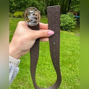 Michael Kors Reversible Brown Belt with Gold and Silver Buckle